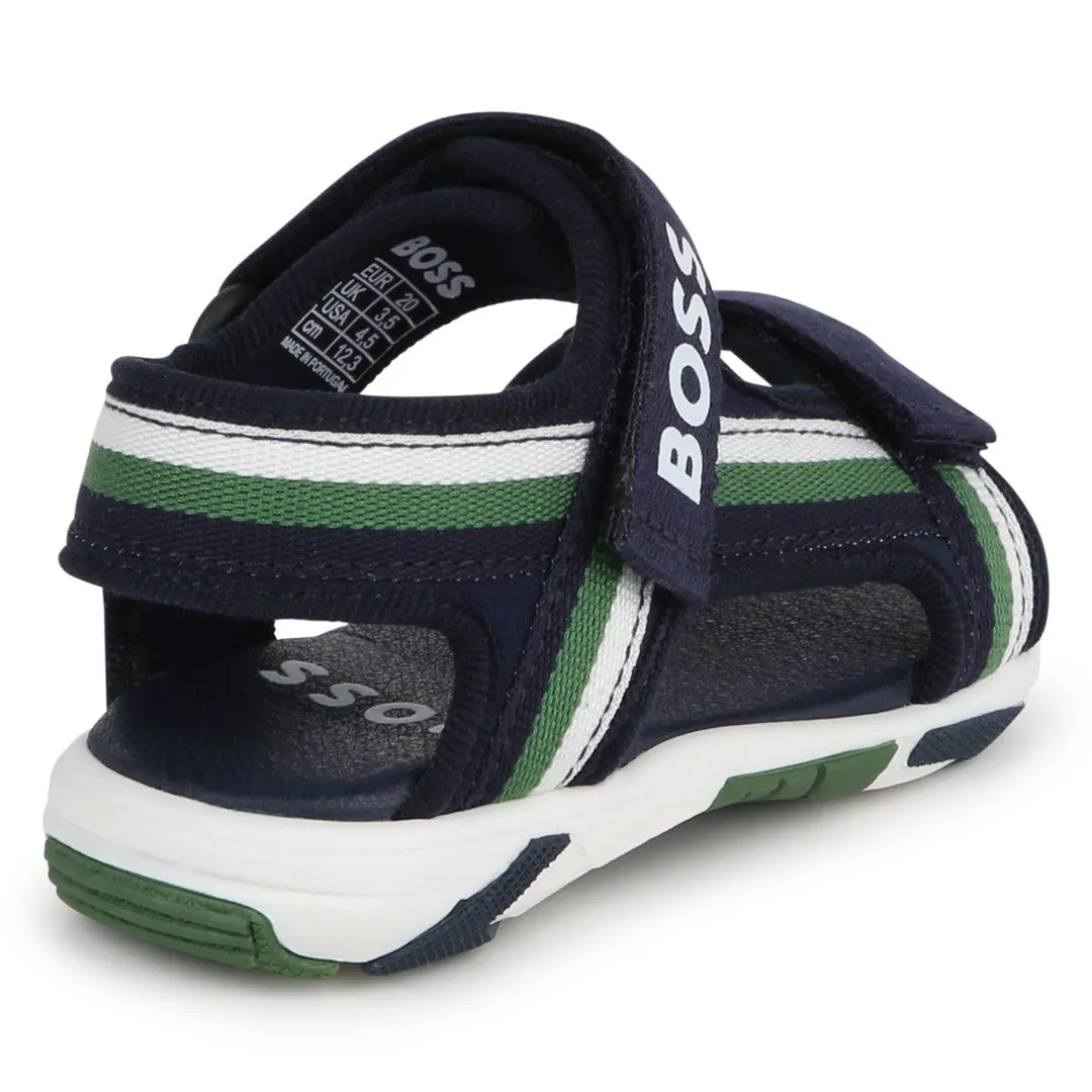 Navy Logo Sandals