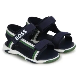 Navy Logo Sandals