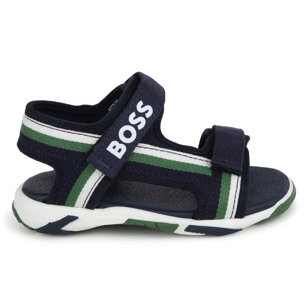 Navy Logo Sandals