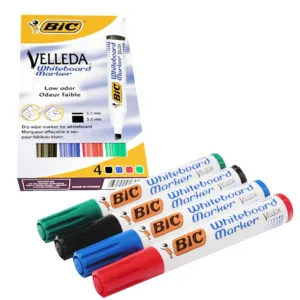 (NET) Bic Velleda Whiteboard Marker - Chisel Tip / Pack OF 4 Colors