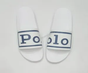 Nwt Polo Ralph Lauren White Spellout Logo 2022 Slides