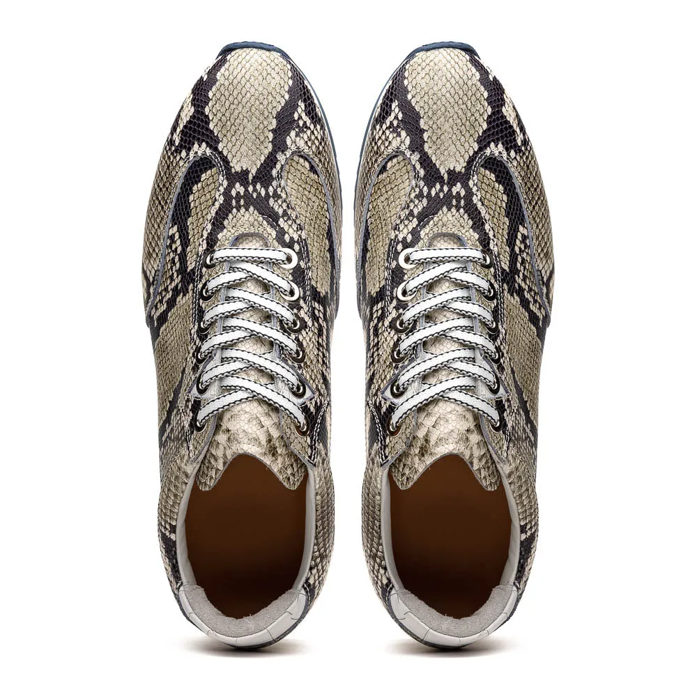 Peri Python Embossed Italian Calfskin Sneaker in Black/White by Zelli Italia