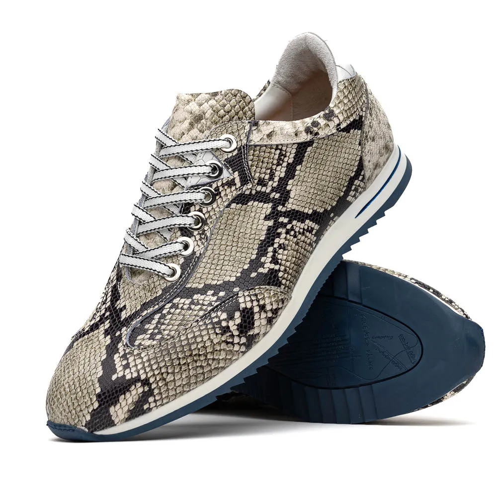 Peri Python Embossed Italian Calfskin Sneaker in Black/White by Zelli Italia