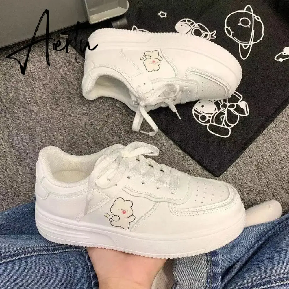 Platform Sneakers Women's White Shoes Korean Spring Autumn New Sports Vulcanize Basket Kawaii Lolita Casual Flat Running