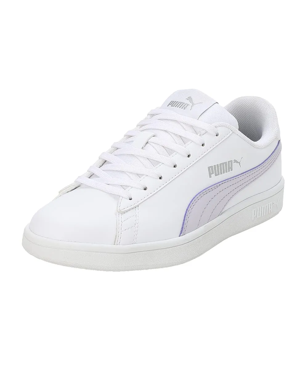 Puma Womens Smashic Wmn White-Spring Lavender-Matte Silver Sneaker - 5UK (39511101)