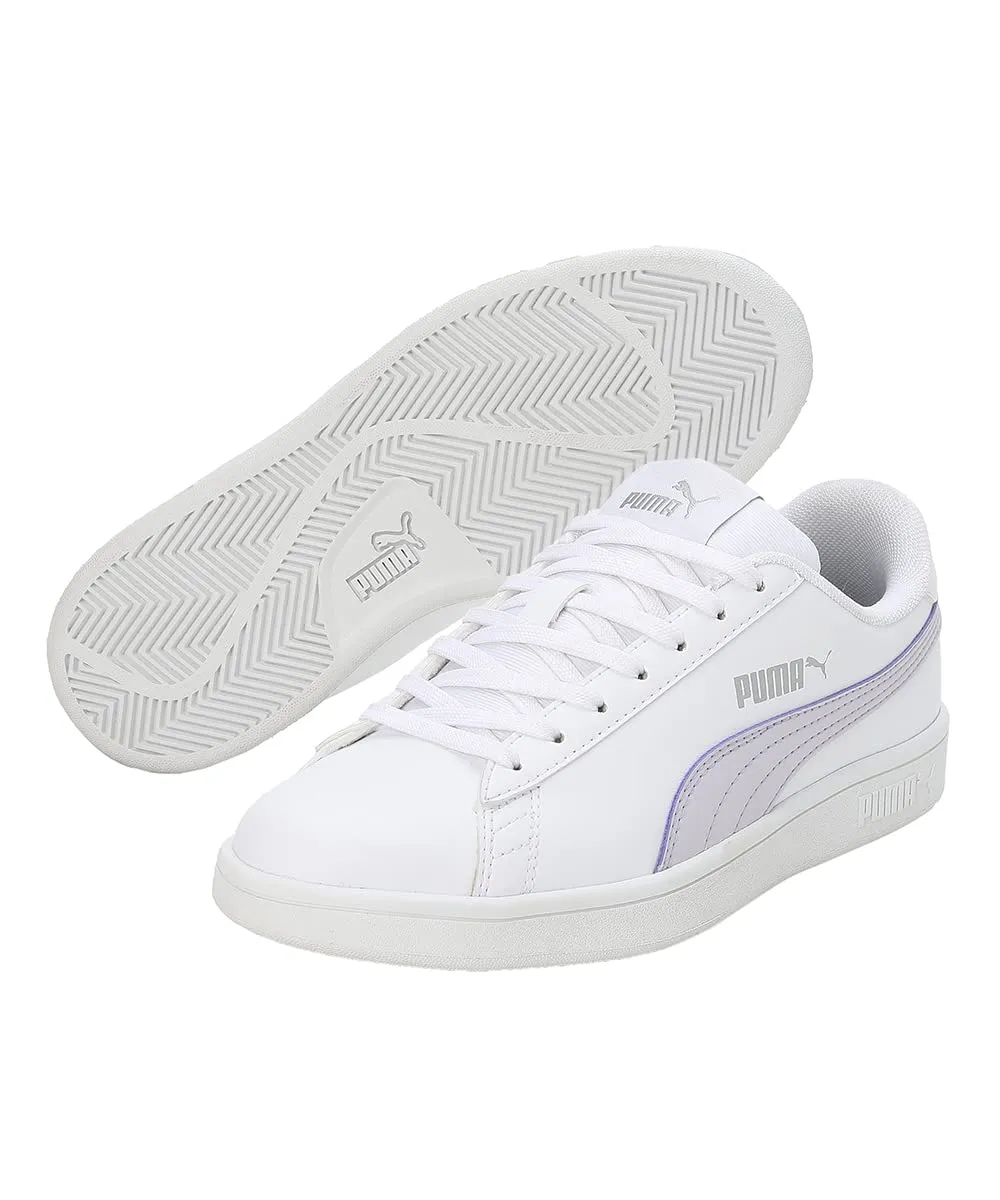 Puma Womens Smashic Wmn White-Spring Lavender-Matte Silver Sneaker - 5UK (39511101)