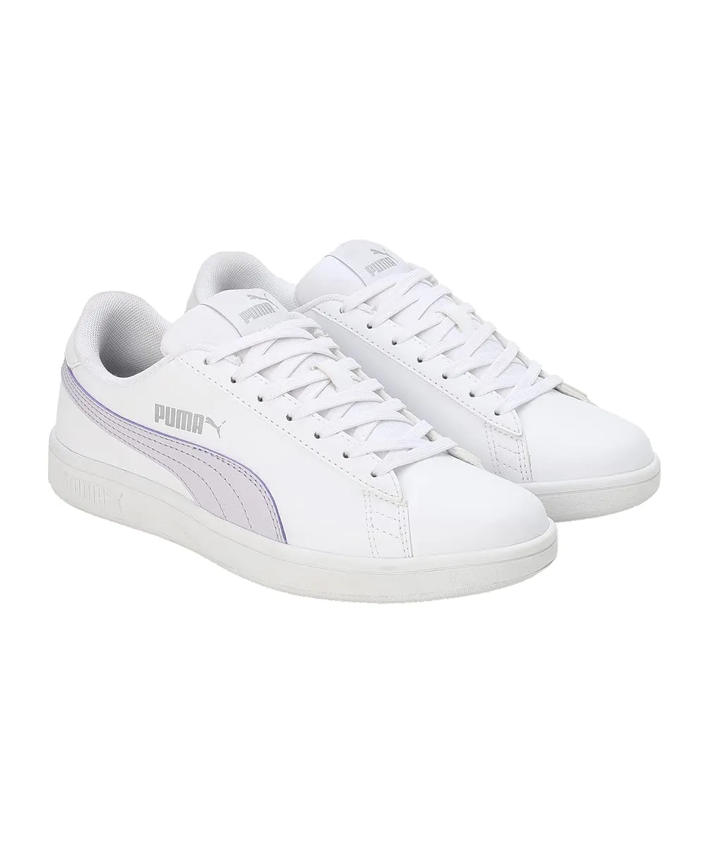 Puma Womens Smashic Wmn White-Spring Lavender-Matte Silver Sneaker - 5UK (39511101)