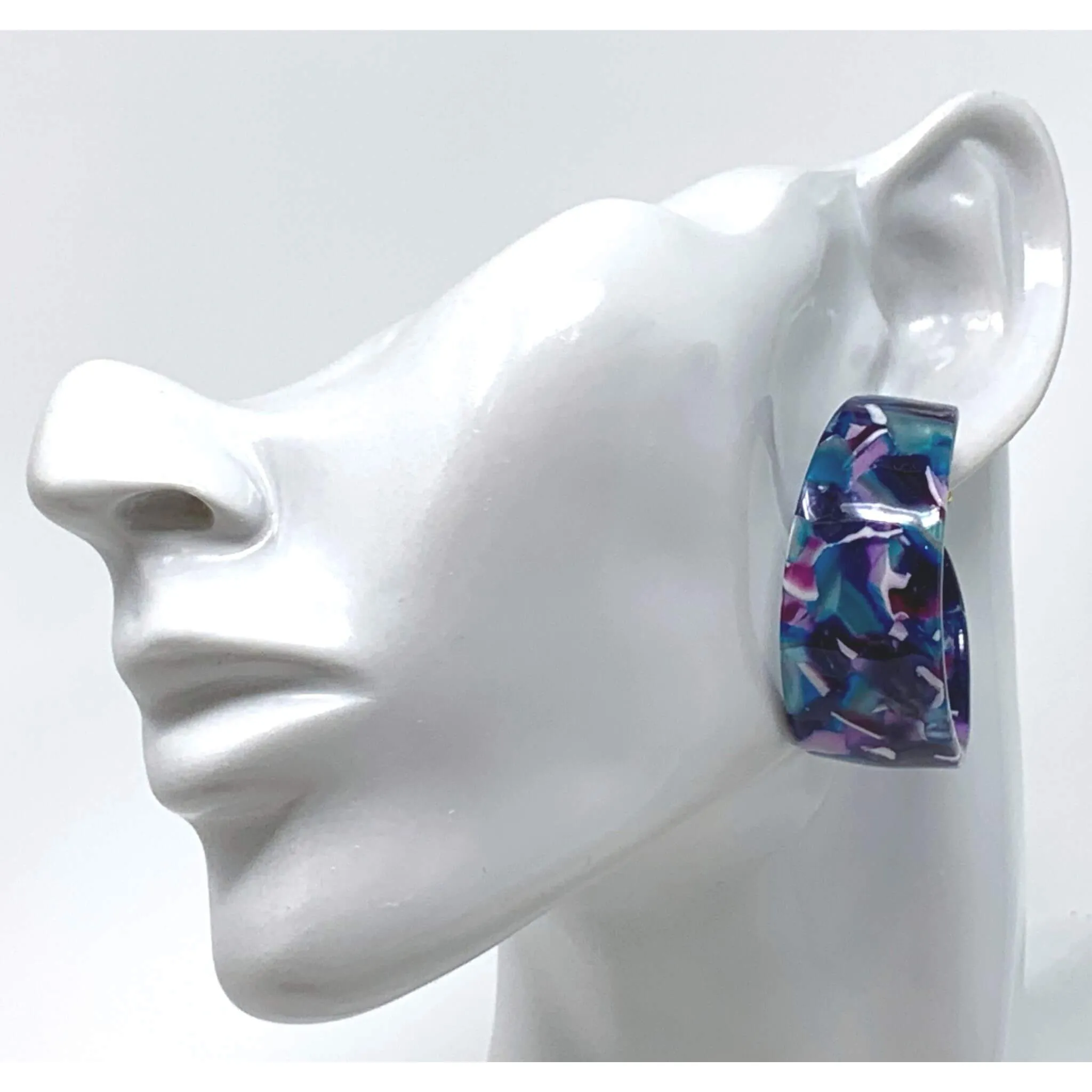 Purple & Blue Chunky Hoop Earrings