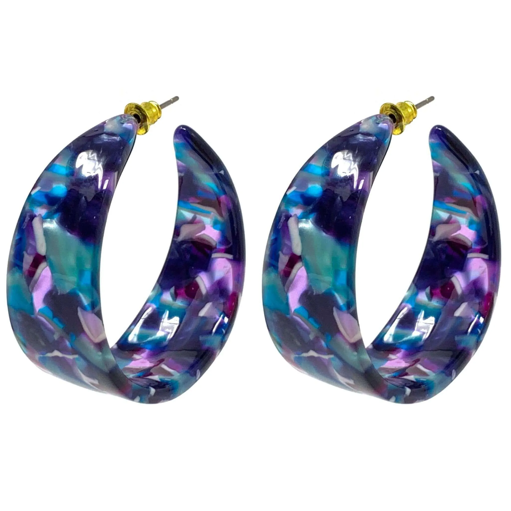 Purple & Blue Chunky Hoop Earrings