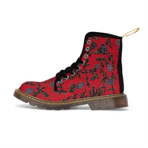 Red Floral Print Women's Boots, Purple Floral Women's Boots, Best Winter Boots For Women (US Size 6.5-11)