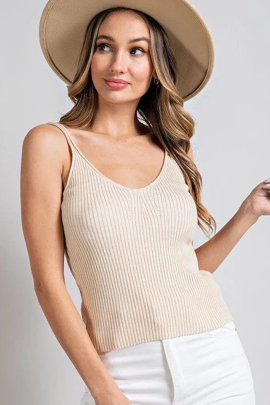 Ribbed Knit Tank - Oatmeal - EX