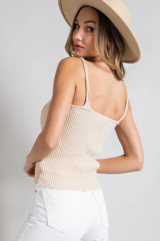 Ribbed Knit Tank - Oatmeal - EX