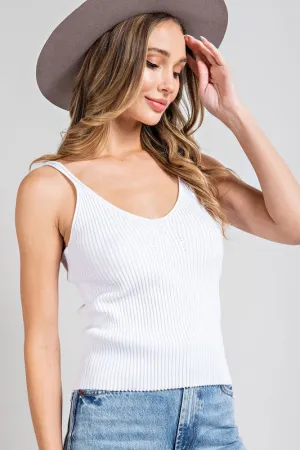 Ribbed Knit Tank - White