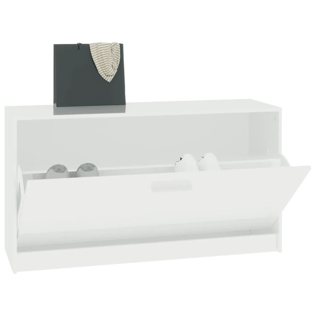 Shoe Bench High Gloss White 80x24x45 cm Engineered Wood