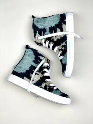 Silk Velvet Contrast Teal High Tops