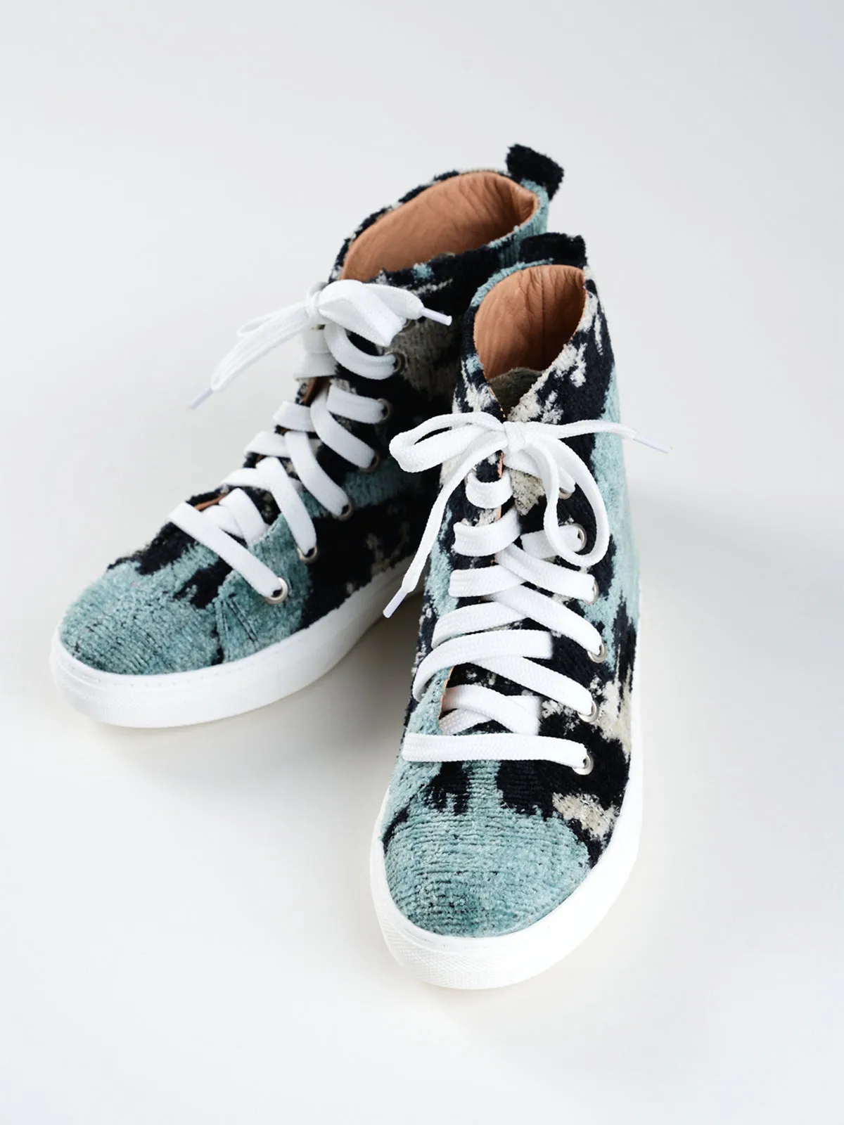 Silk Velvet Contrast Teal High Tops