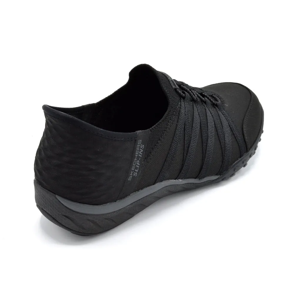 Skechers Roll With Me - Ladies Wide Fit Casual Slip On Trainer - 2E Fitting - Black