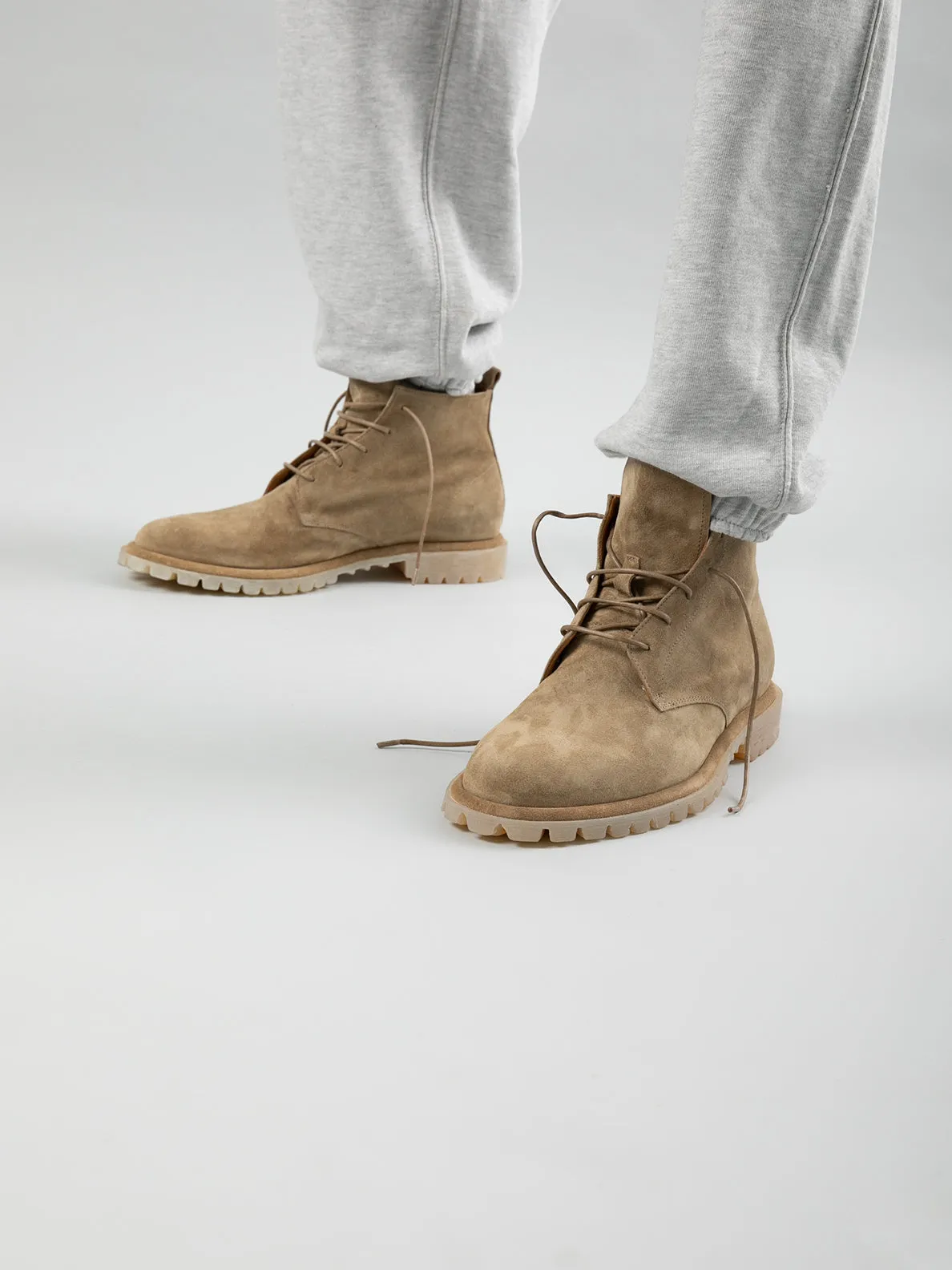 SPECTACULAR 002 - Taupe Suede Lace-Up Boots