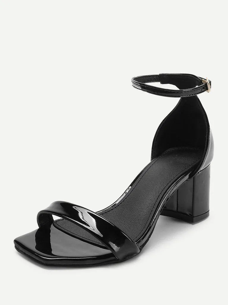 Square Toe Chunky Heeled Sandals