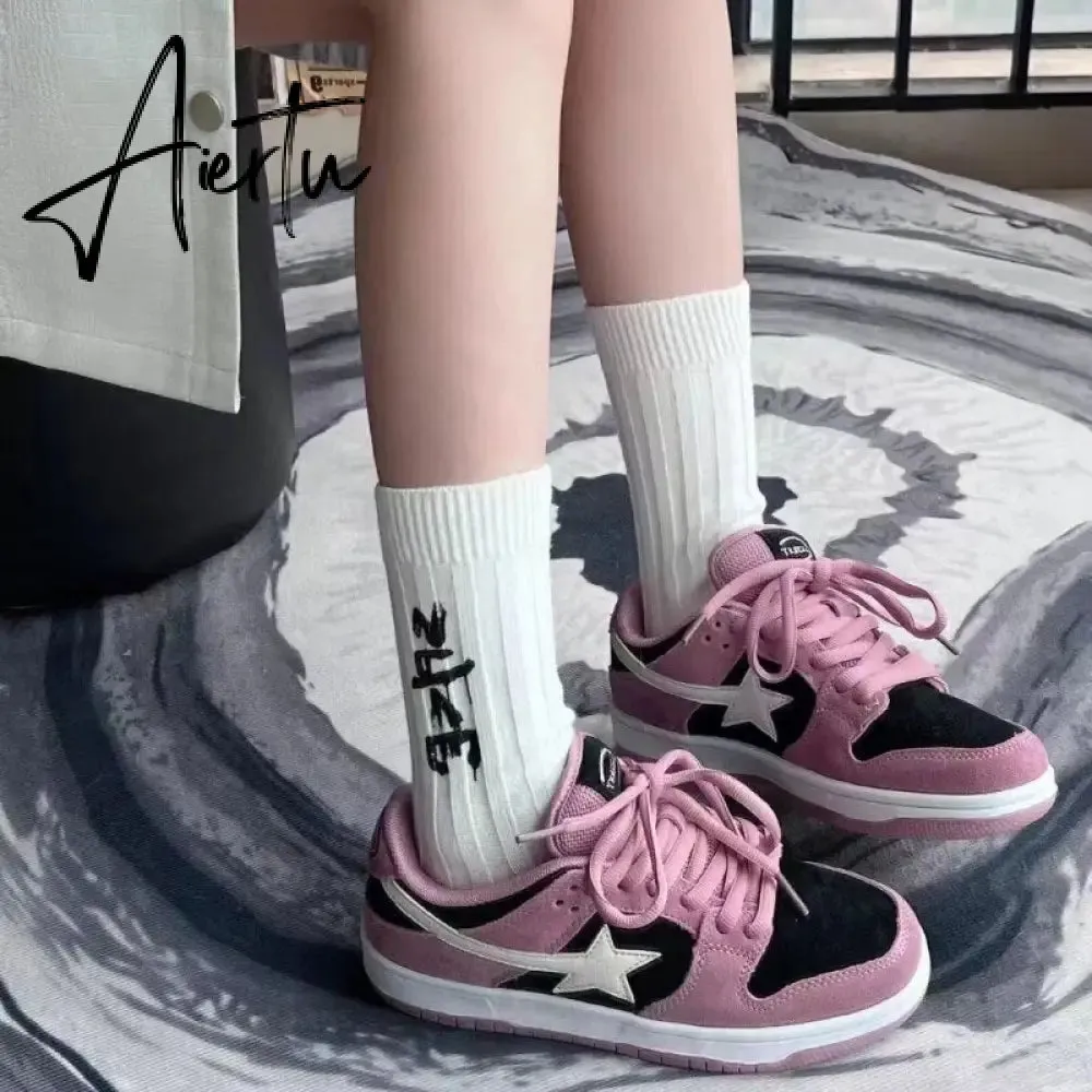 Star Pink Shoes Y2k Harajuku Casual Platform Sneakers Women Korean Fashion Girls Designer Preppy Style Flats Female