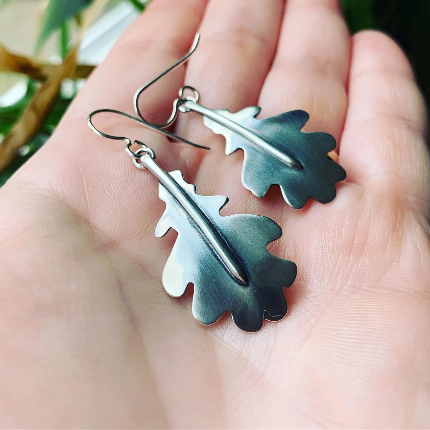 Sterling Silver Oak Leaf Earrings