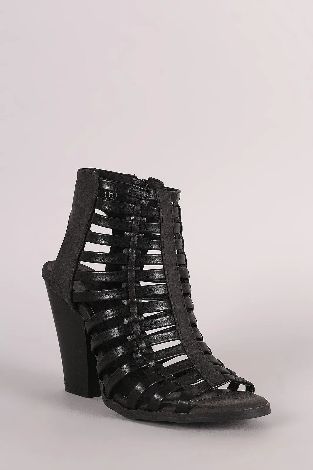 Strappy Cage Tapered Chunky Heel