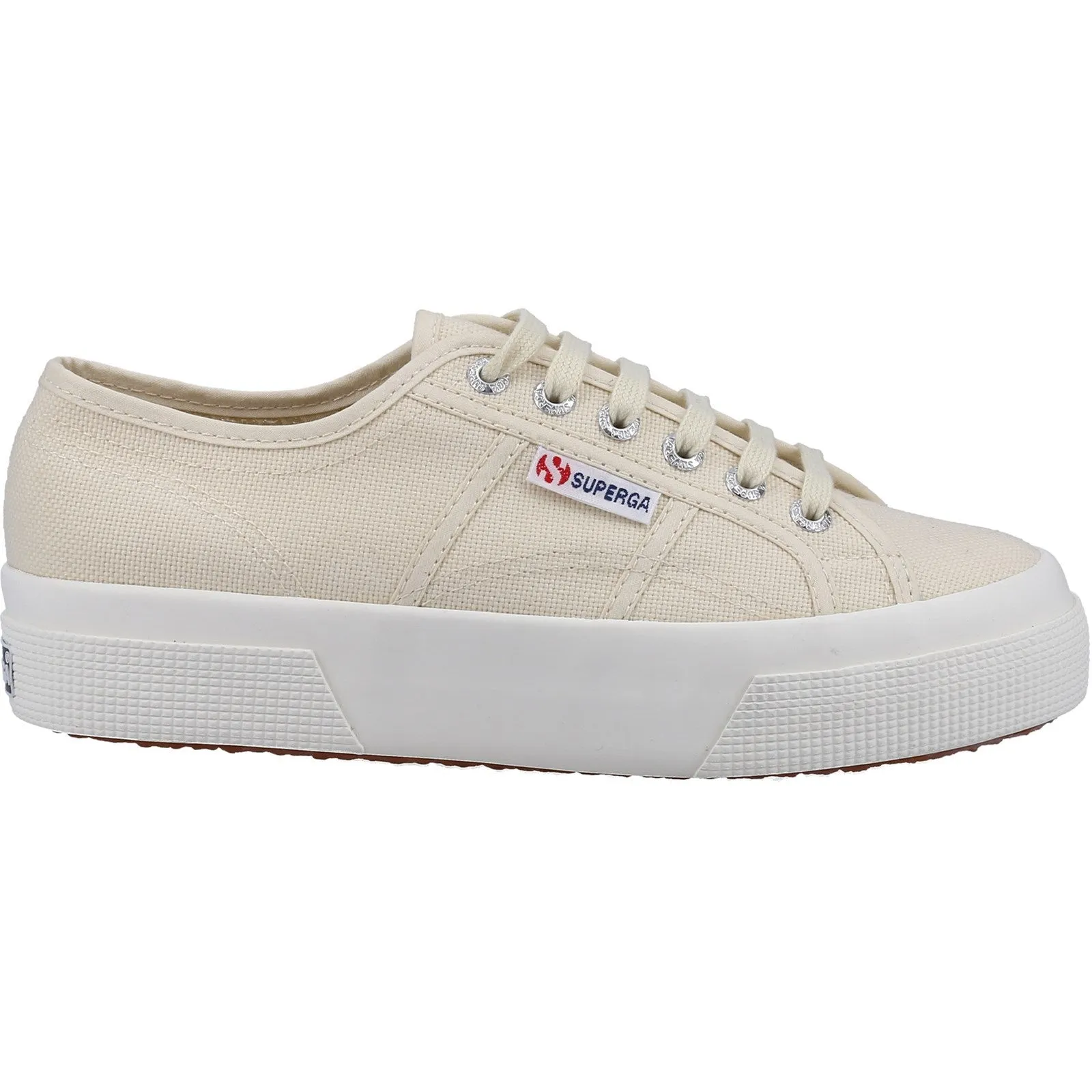 Superga 2740 Platform Womens Beige Canvas Trainer Shoe