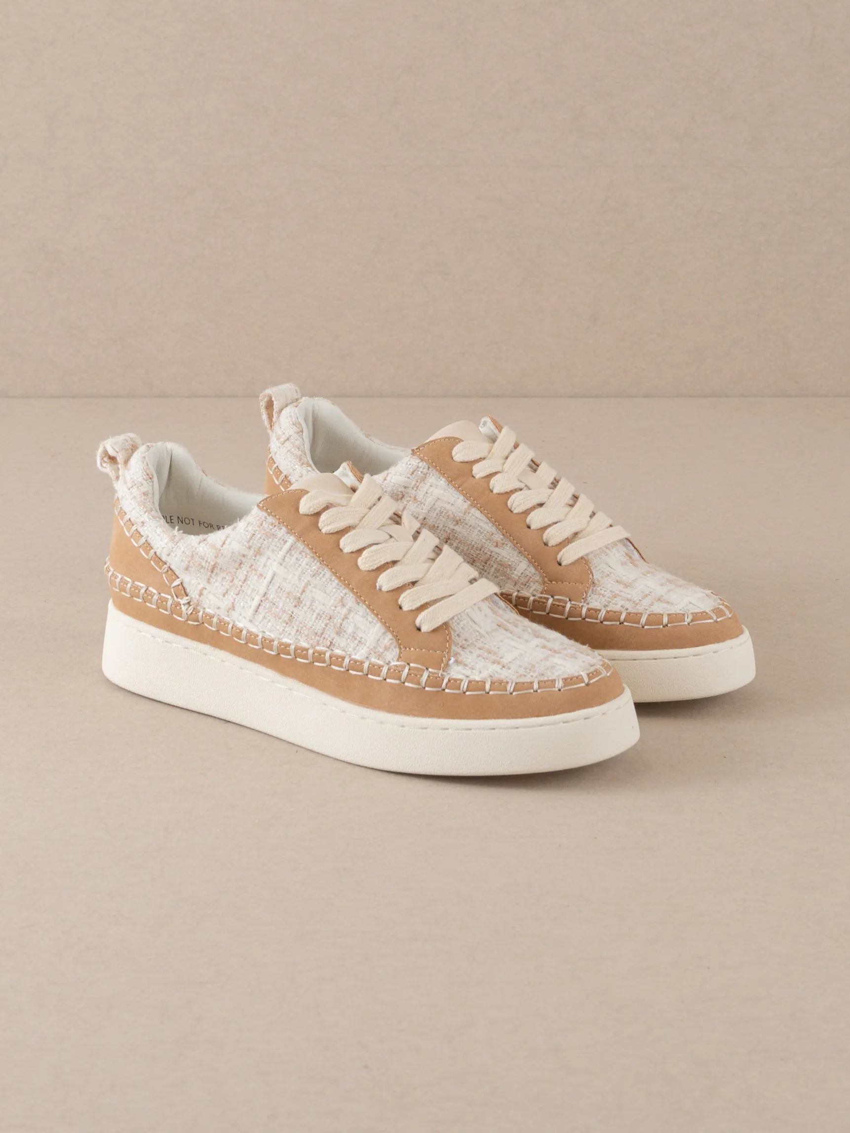 The Janie | Camel Tweed Wrapped Low Tops