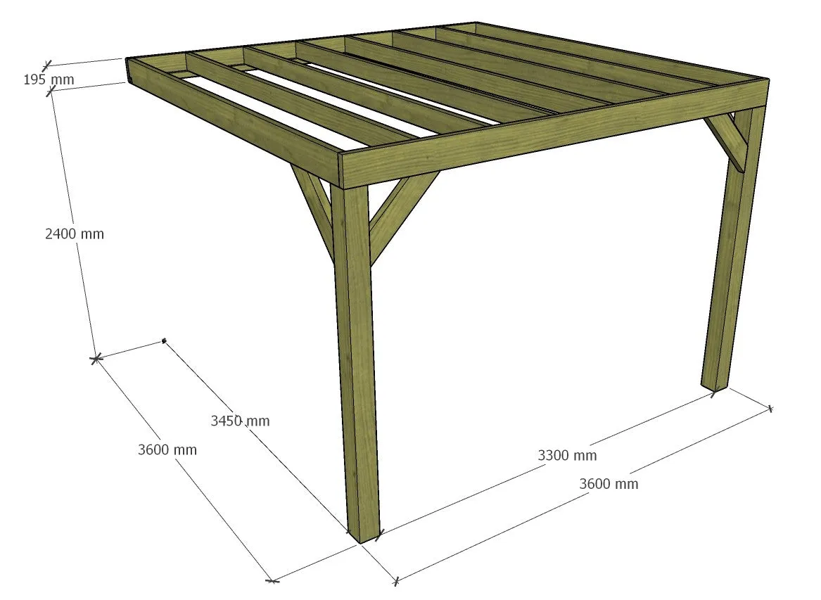 Timbakit Chunky Lean to Box Pergola Kit