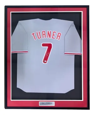 Trea Turner Philadelphia Signed Framed Gray Baseball Jersey BAS ITP