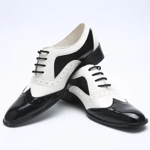 Trendy Pointed Toe Color Accent Leather Brogue Shoes