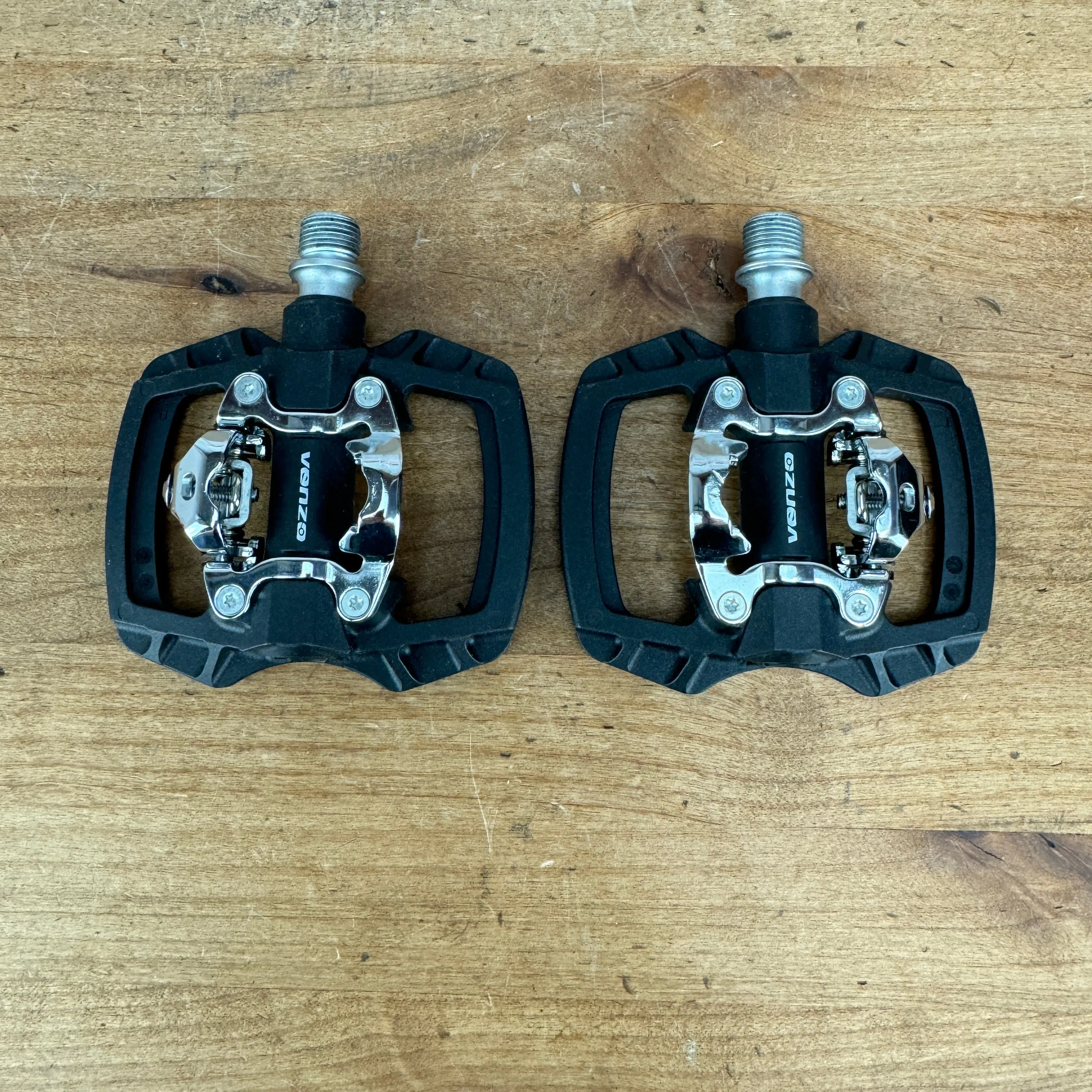 Venzo Stainless Steel Spindle Bike Clipless Pedals 357g