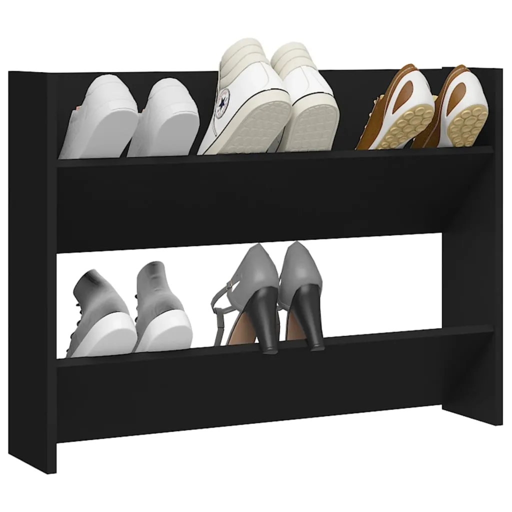 Wall Shoe Cabinet Black 80x18x60 cm Chipboard