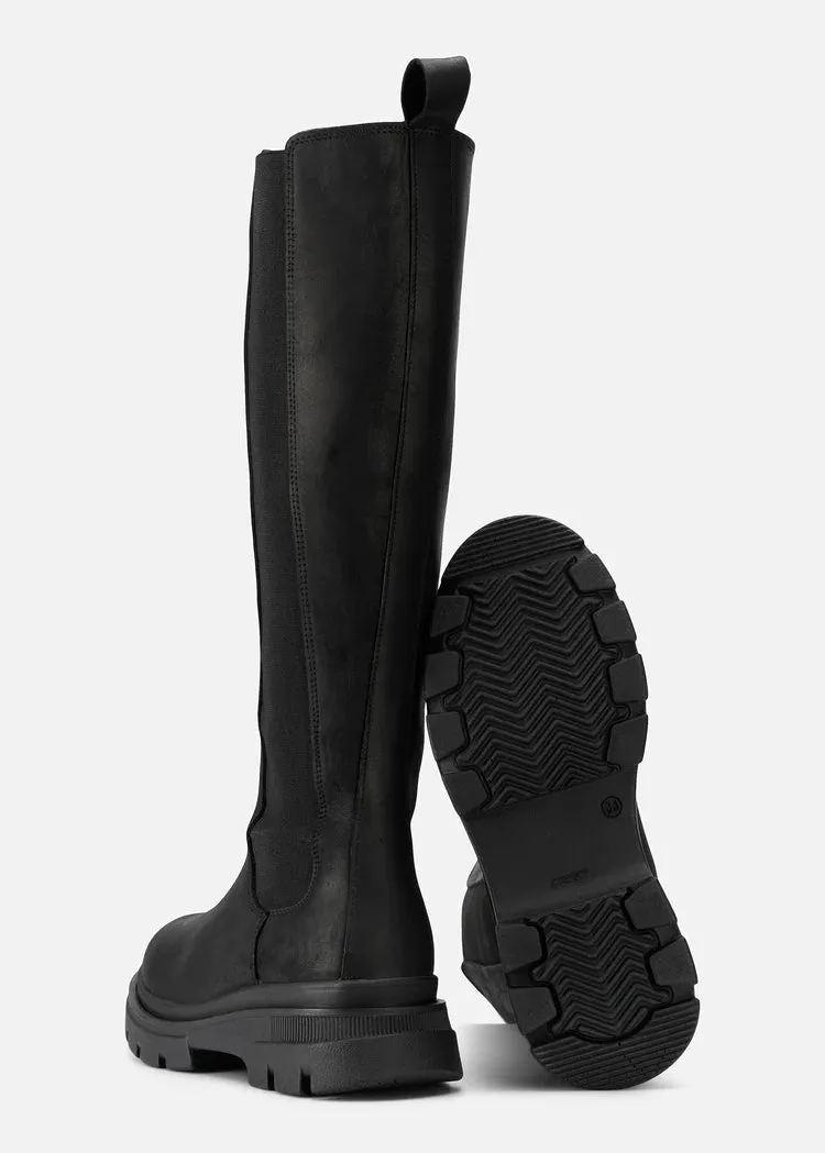 Waterproof Slim High Boots Black