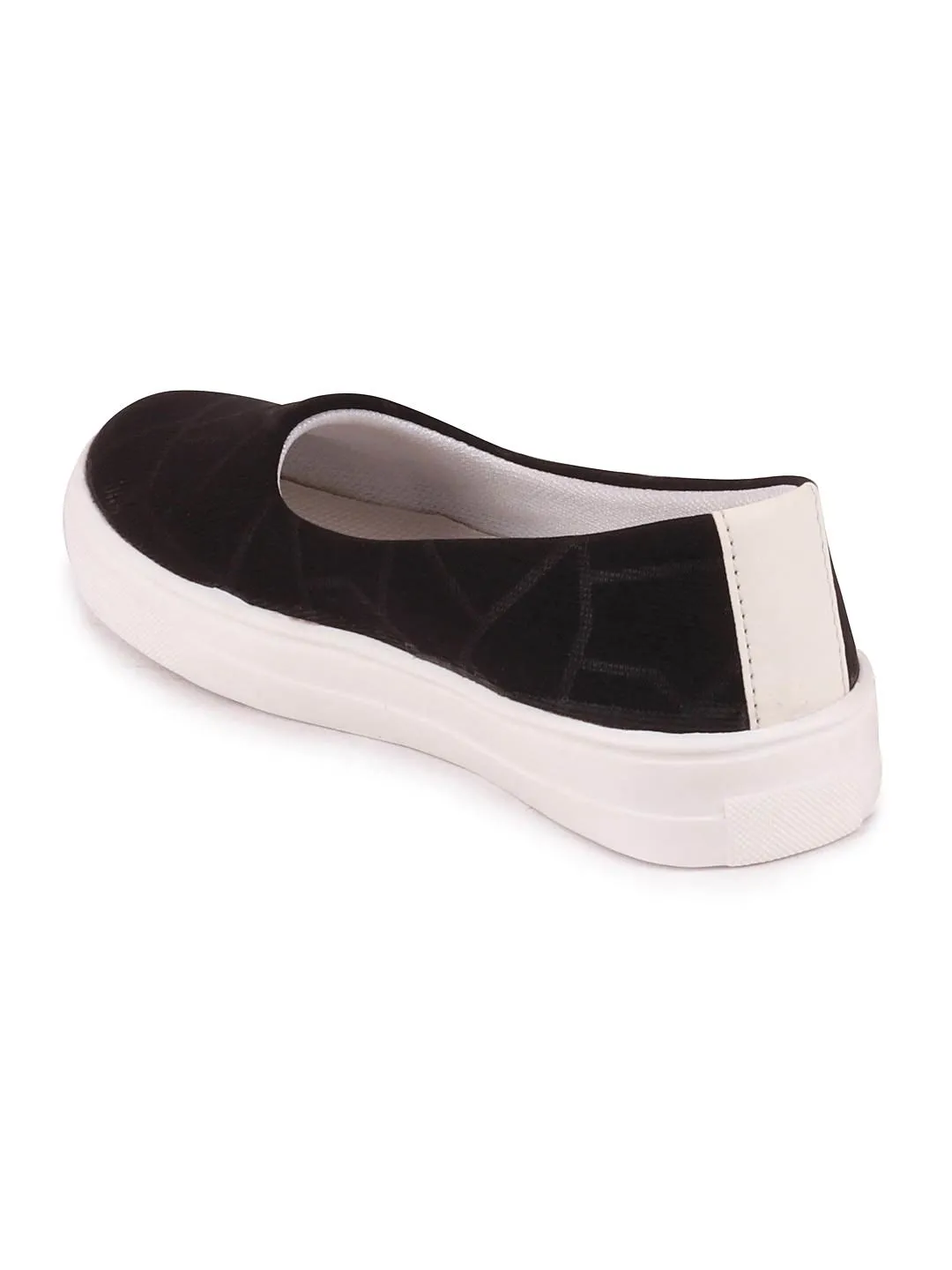 Women Black Casual Canvas Slip-On Ballerina