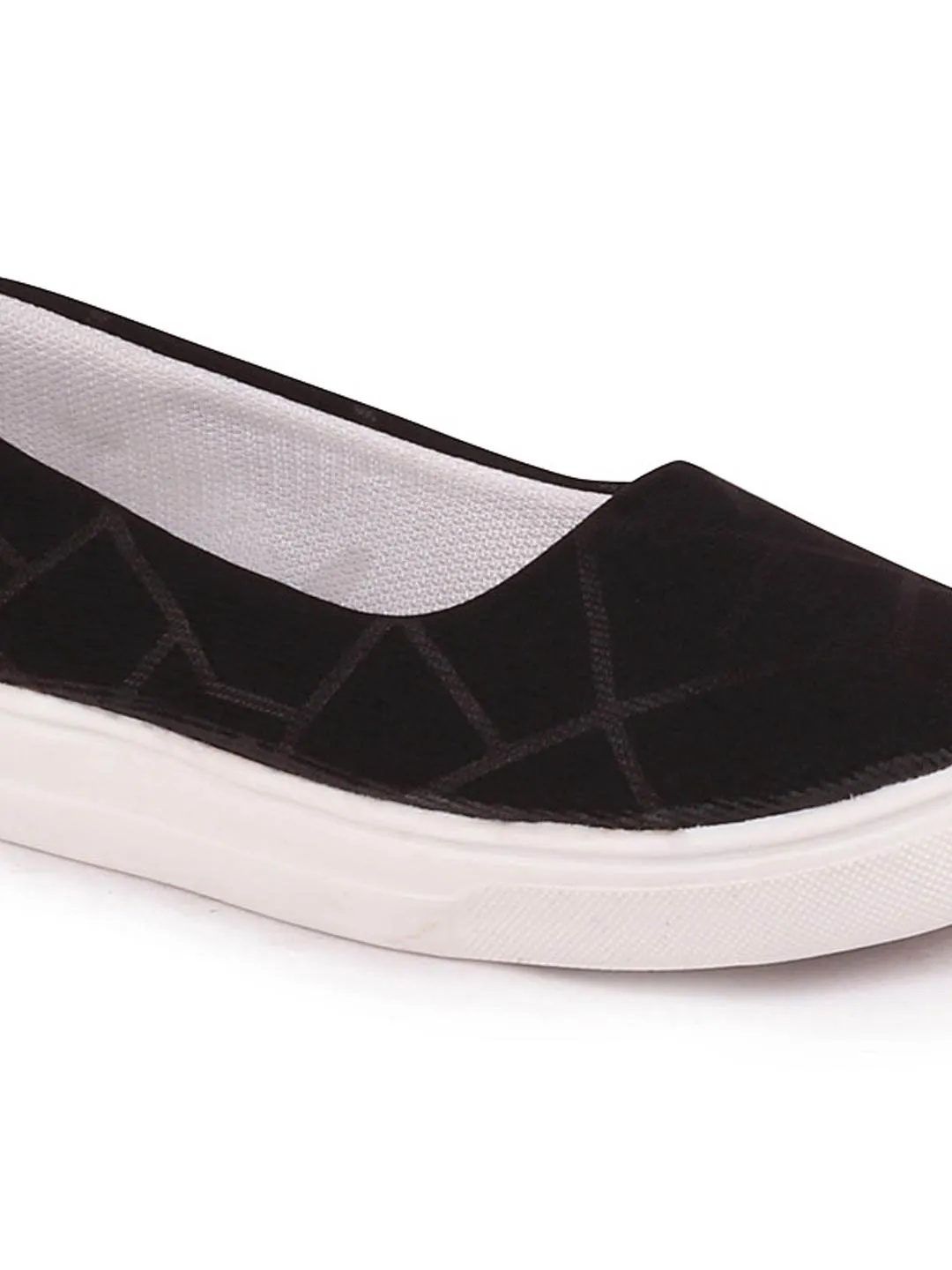 Women Black Casual Canvas Slip-On Ballerina