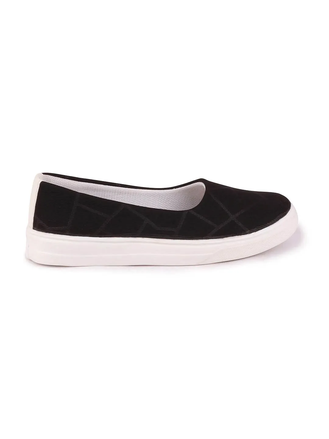 Women Black Casual Canvas Slip-On Ballerina