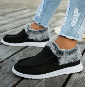 Women's Casual Slip-On Canvas Sneakers – Plush Lining, Non-Slip EVA Sole, All-Season Comfort