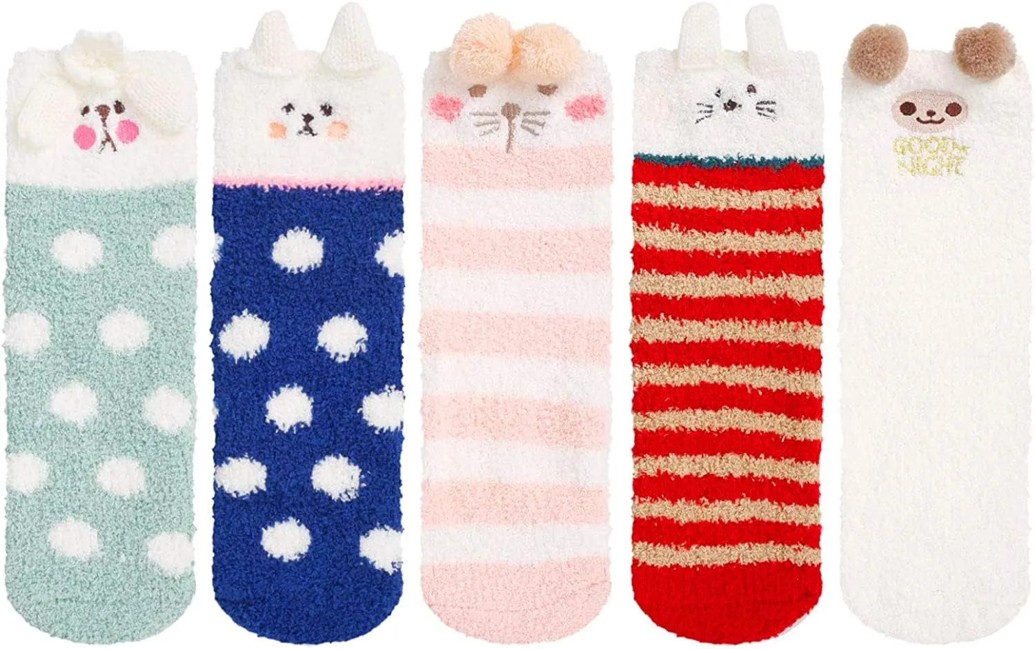 Women's Colorful Animal Slipper Socks with Fuzzy Texture for Indoor Use