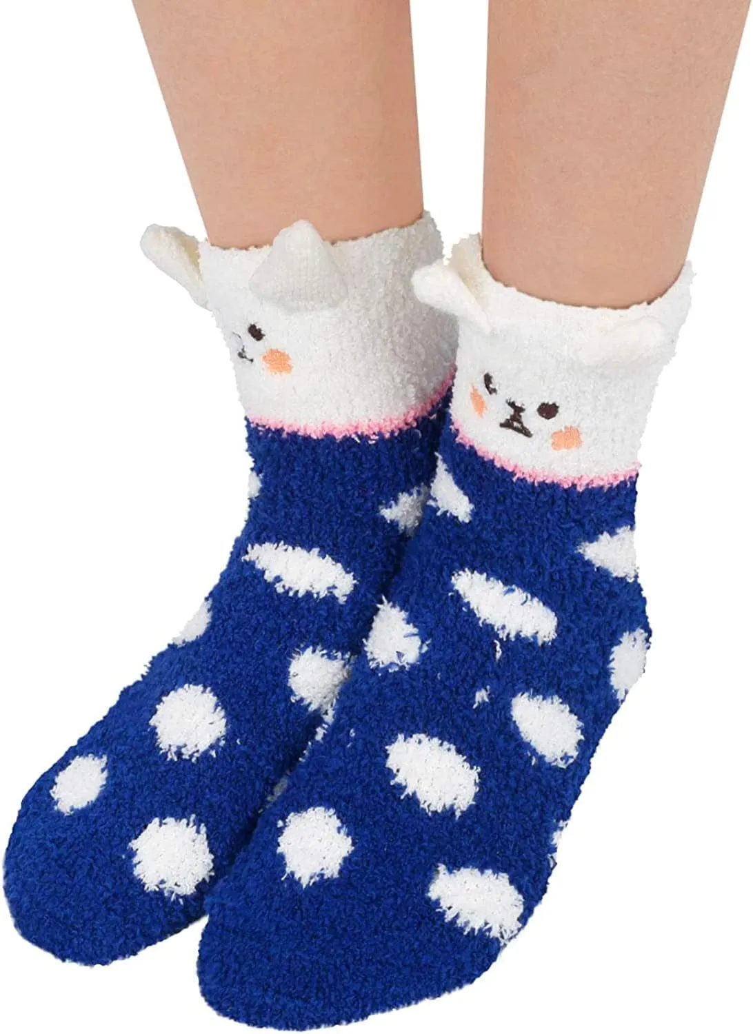 Women's Colorful Animal Slipper Socks with Fuzzy Texture for Indoor Use