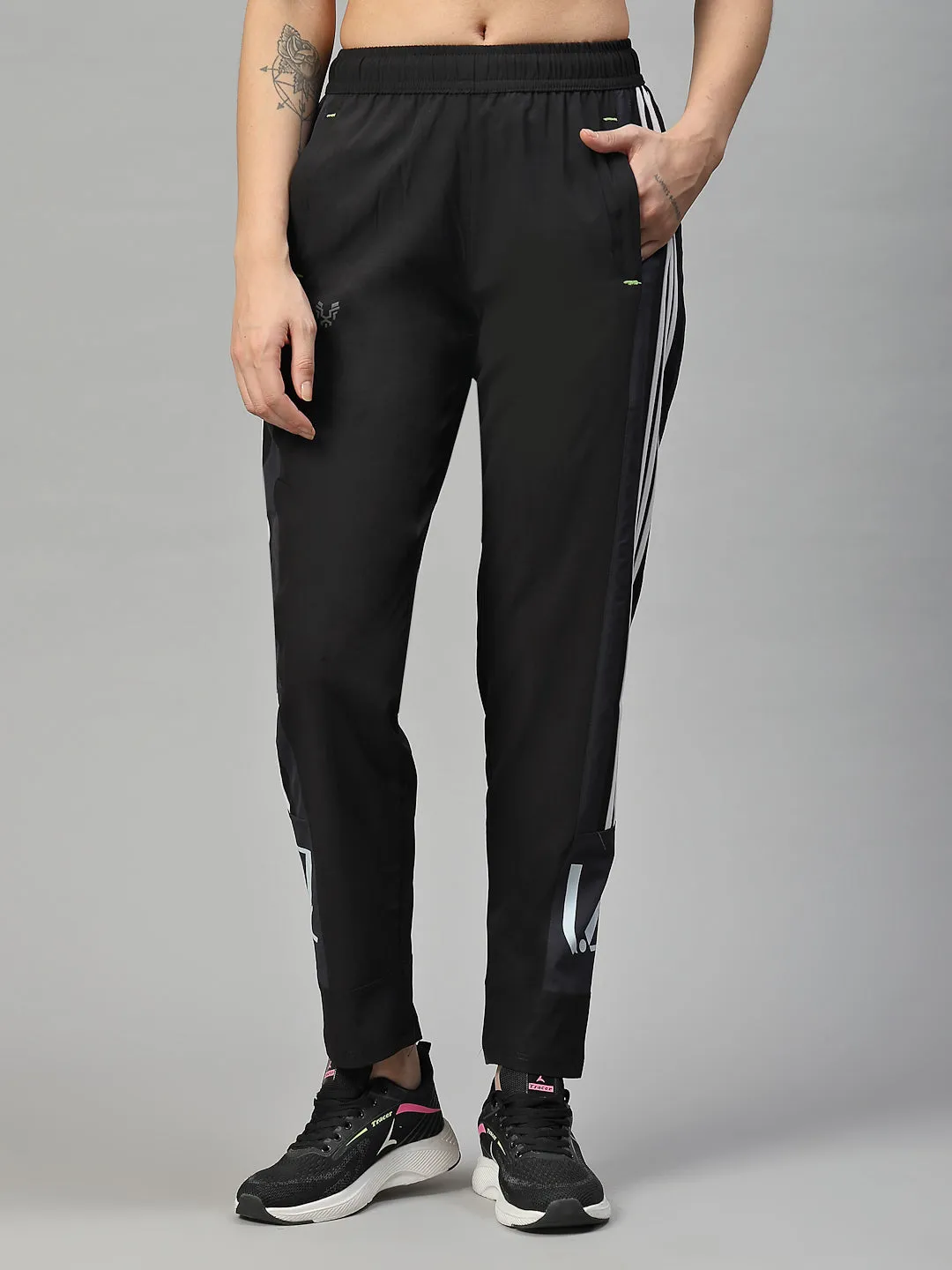 Women's Cotton Regular Fit Joggers Track Pants with 2 Zippered Pockets