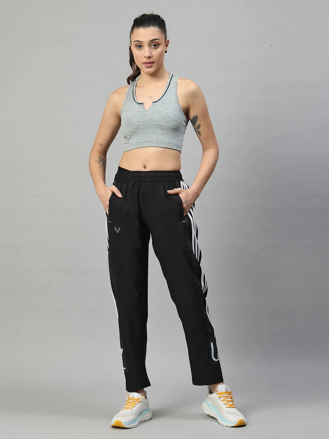 Women's Cotton Regular Fit Joggers Track Pants with 2 Zippered Pockets