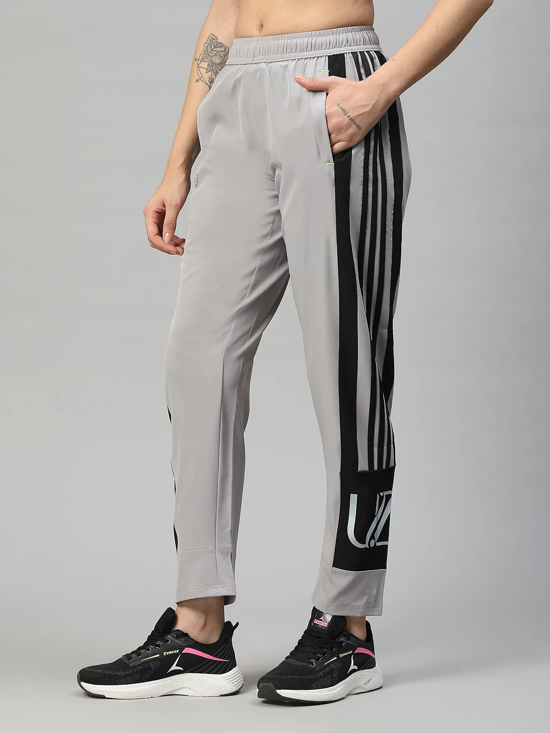 Women's Cotton Regular Fit Joggers Track Pants with 2 Zippered Pockets