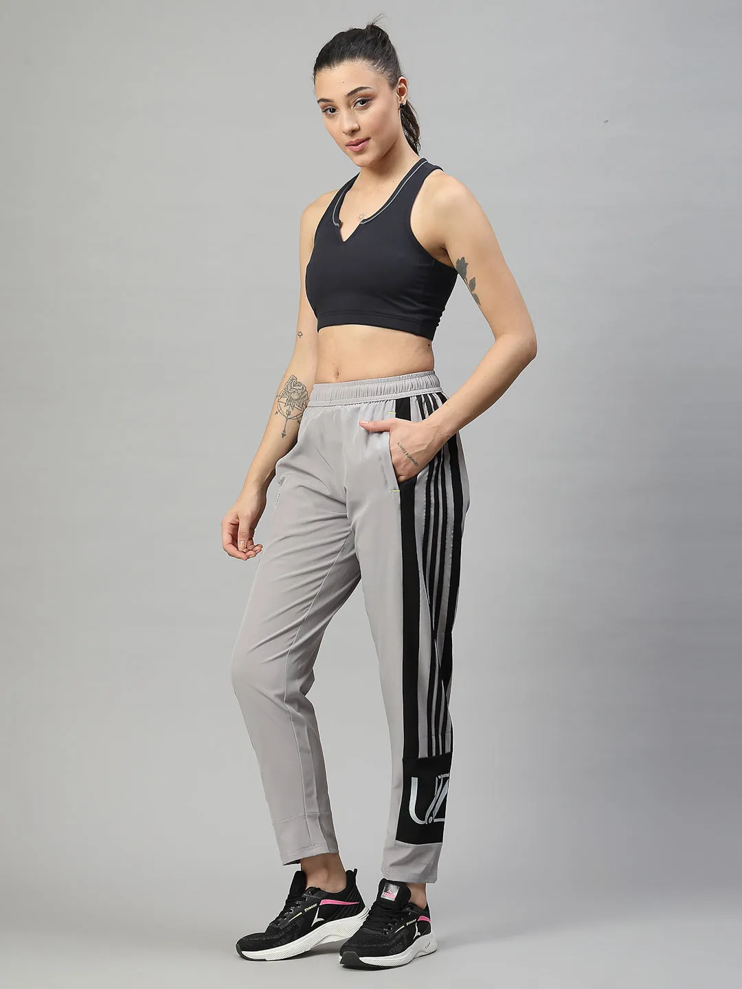 Women's Cotton Regular Fit Joggers Track Pants with 2 Zippered Pockets