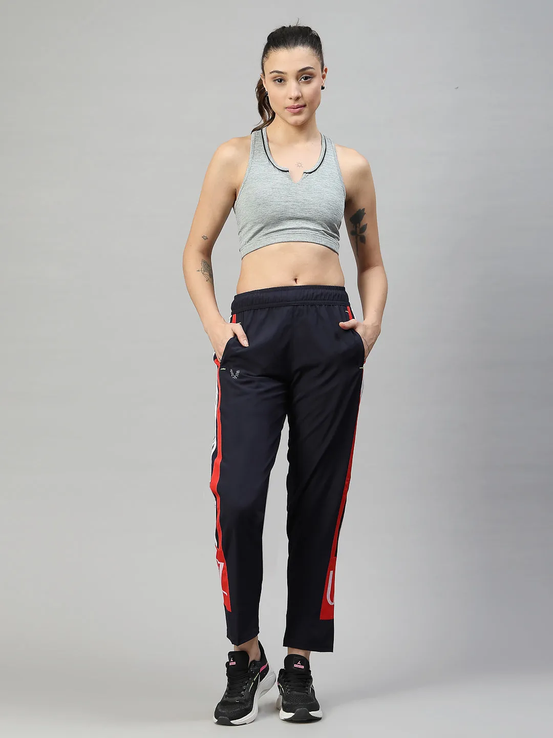 Women's Cotton Regular Fit Joggers Track Pants with 2 Zippered Pockets