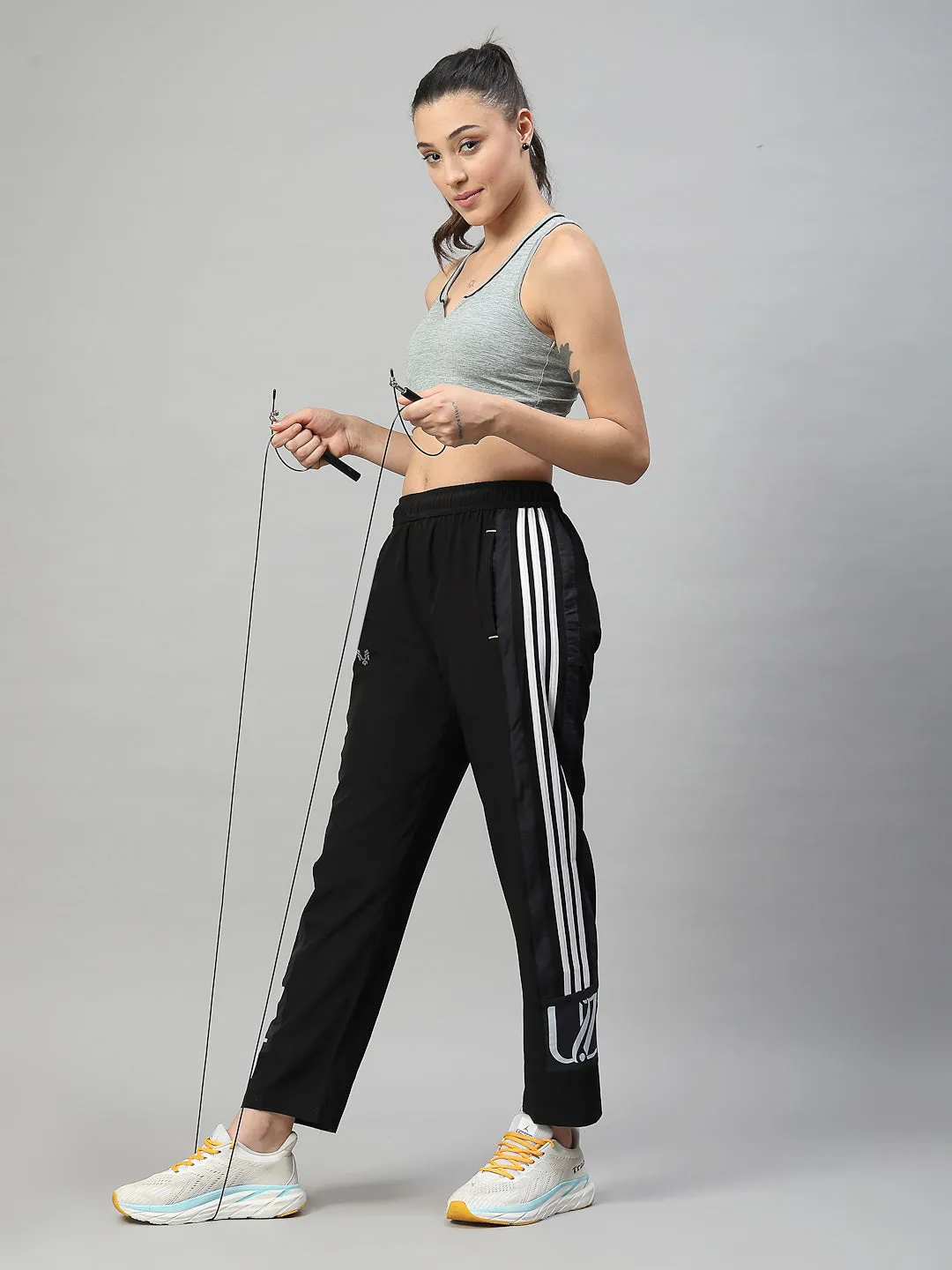 Women's Cotton Regular Fit Joggers Track Pants with 2 Zippered Pockets