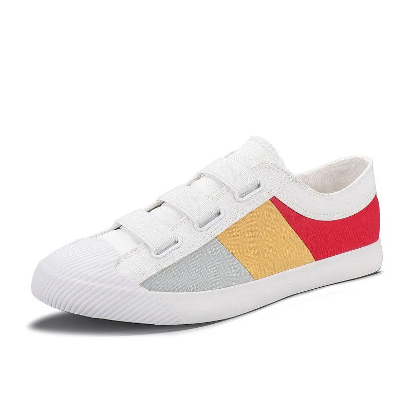 Yeknu 10 Colour Men Casual Elastic Band Flat Canvas Shoes Slip on Fashion Autumn Comfortable Sneakers Low Top Shoes 9328