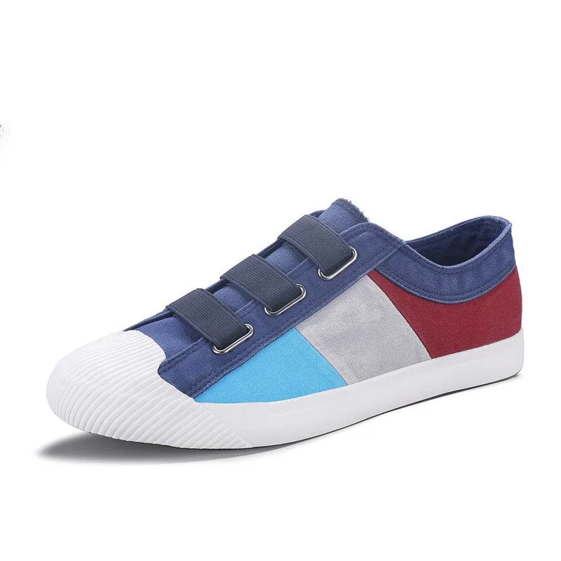 Yeknu 10 Colour Men Casual Elastic Band Flat Canvas Shoes Slip on Fashion Autumn Comfortable Sneakers Low Top Shoes 9328