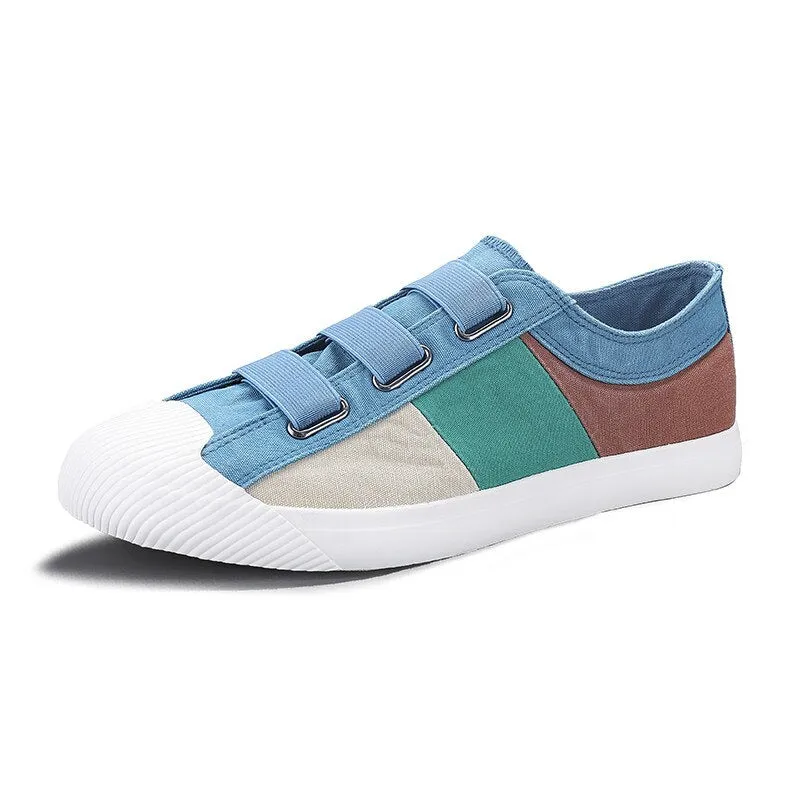 Yeknu 10 Colour Men Casual Elastic Band Flat Canvas Shoes Slip on Fashion Autumn Comfortable Sneakers Low Top Shoes 9328