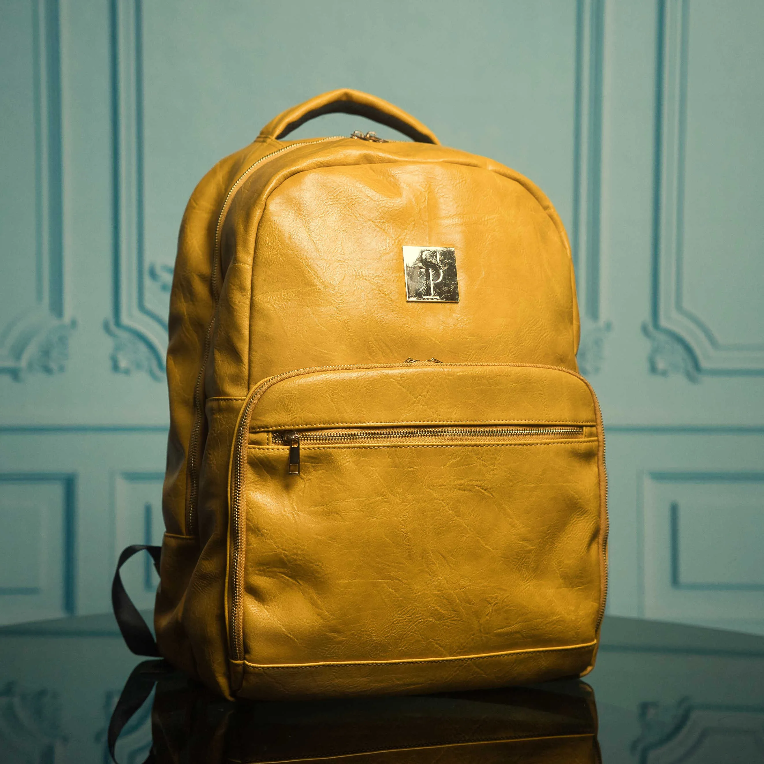 Yellow Tumbled Leather Commuter Bag